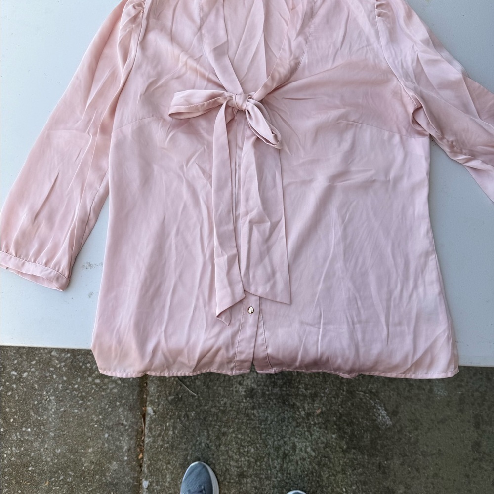 Worthington Light Pink 3/4 Sleeve Blouse with Bow Detail